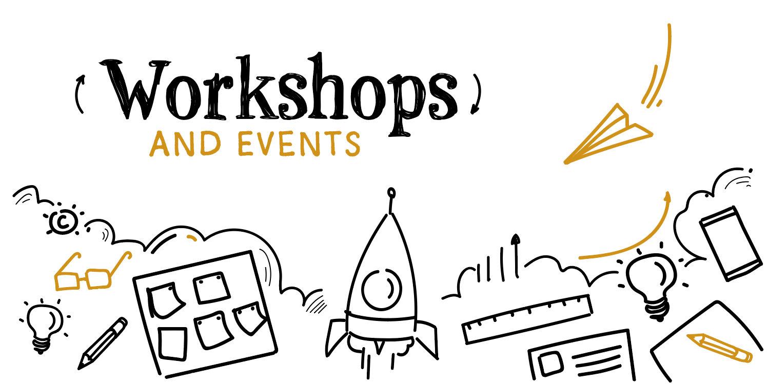 Graphic with the words workshop and events
